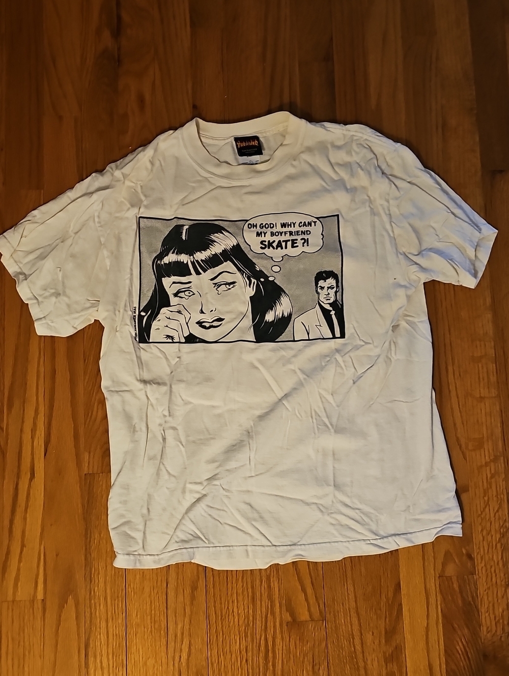 Thrasher White T-Shirt. Y2K, Late 90s, Size Large Mens.